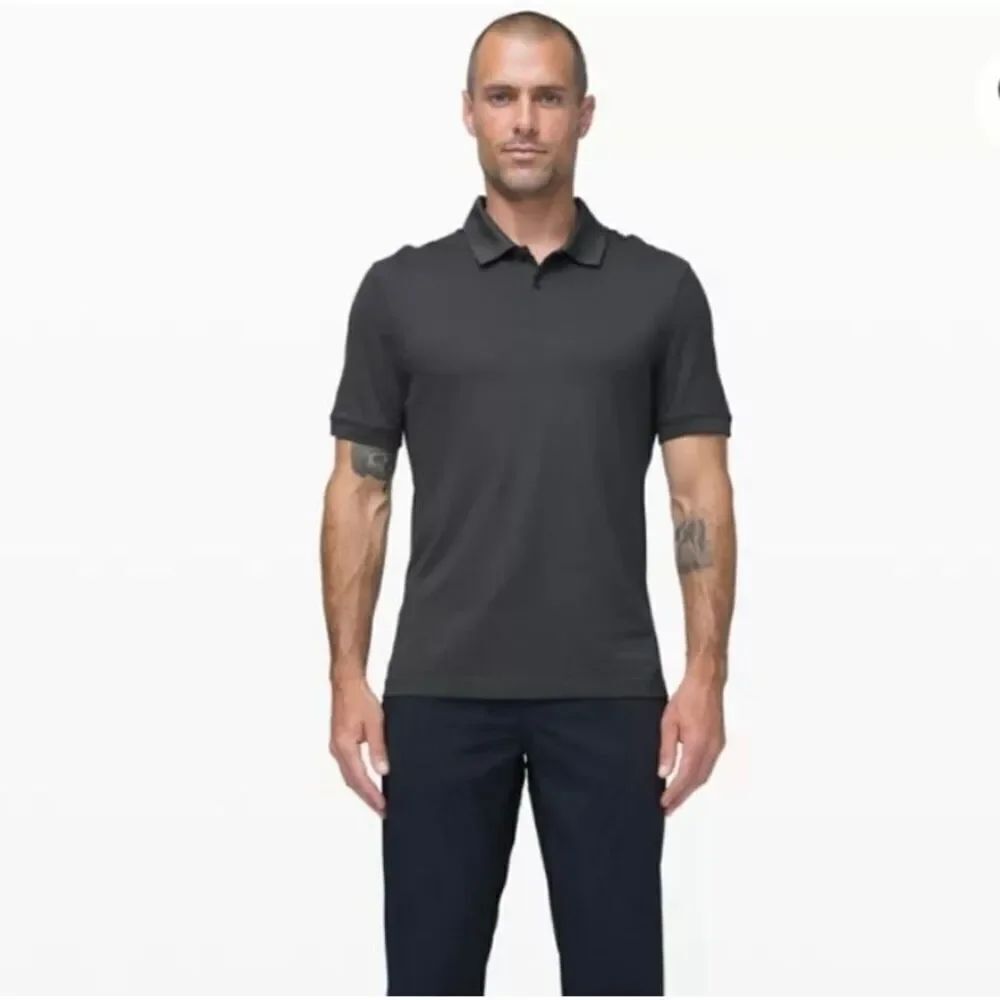✨Lululemon Men’s Gray Pique Classic-Fit Short-Sleeve Polo Sz 2X Shirt✨
